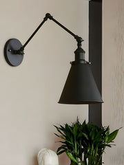 Conique Metal Swing Arm Bedroom Wall Lights - Industrial Swing Arm Lamp Adjustable Wall Sconce